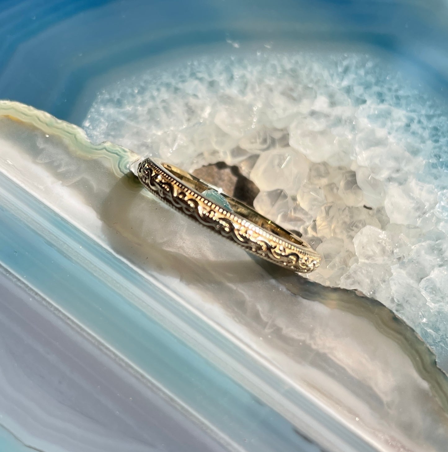 Perla Wedding Band - Antique Inspired Filigree Wedding Ring