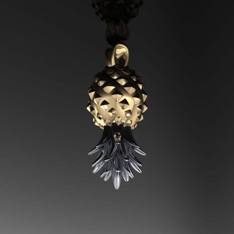 pineapple pendant - petite pineapple charm, upside down pineapple - J Hollywood Designs