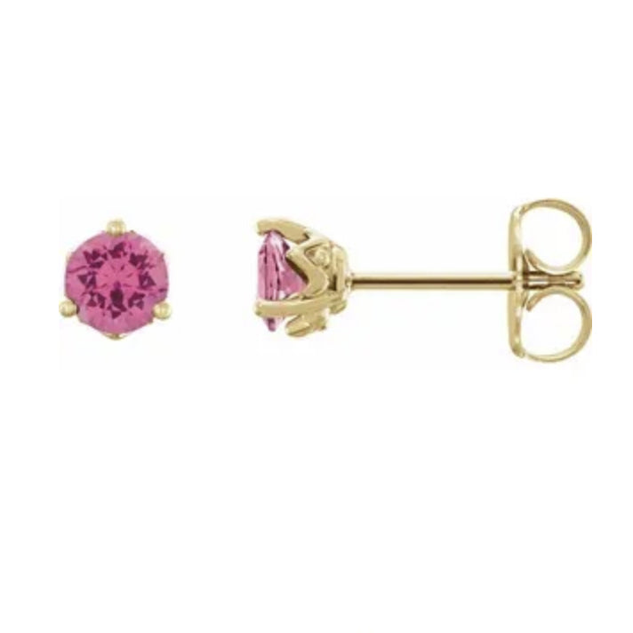 pink spinel earrings, round pink earrings, Barbie pink earrings - J Hollywood Designs