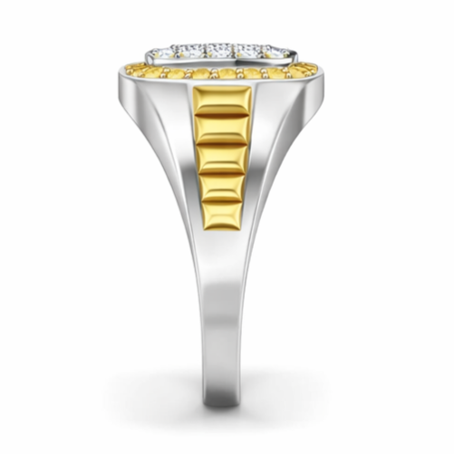 Private Listing for Sheri - champagne and colorless moissanite mens ring, wide gold band, class ring - J Hollywood Designs