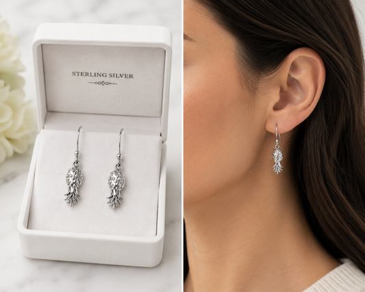 sterling silver upside down pineapple earrings