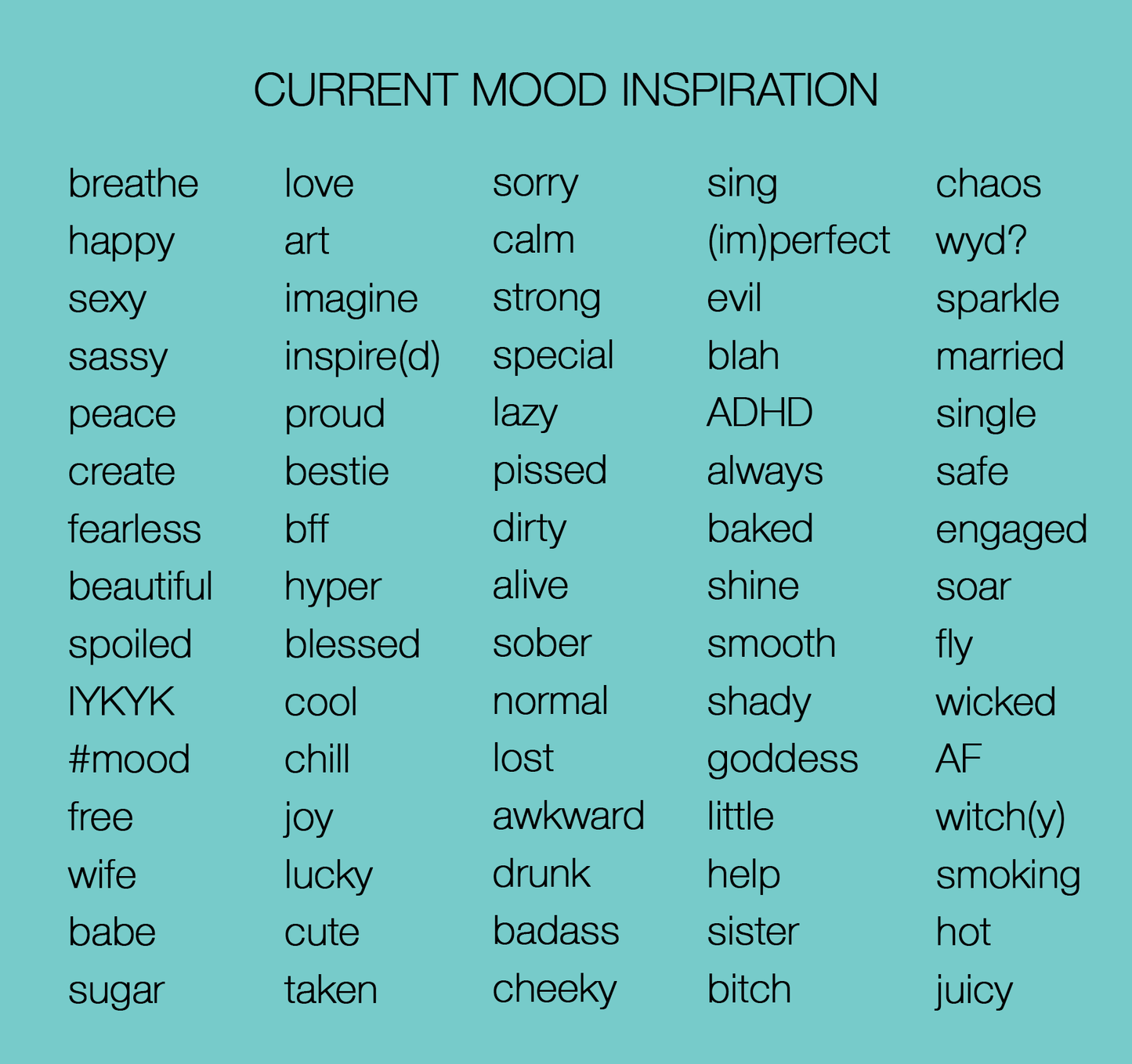 current mood collection - word inspiration
