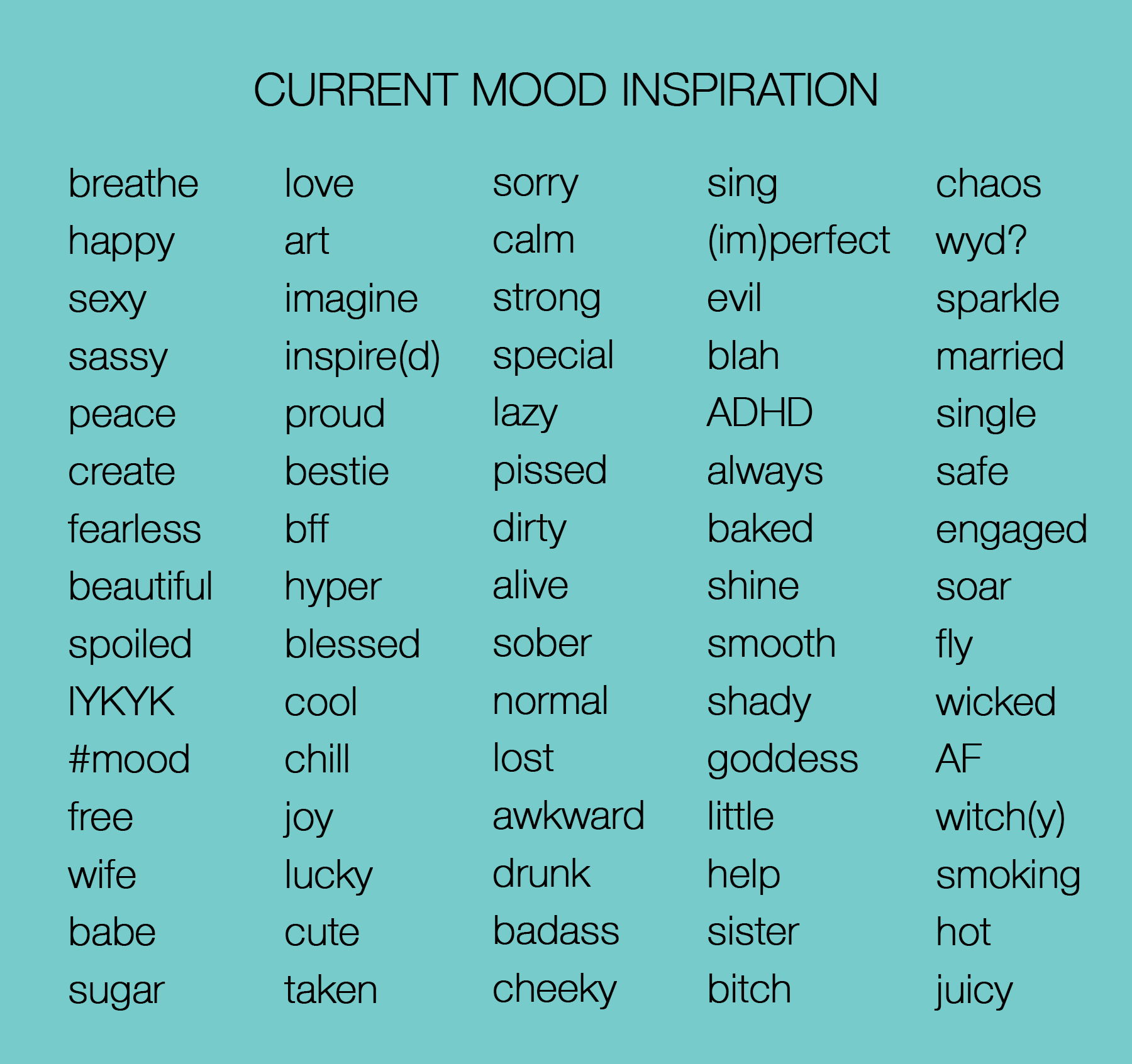 current mood collection - word inspiration