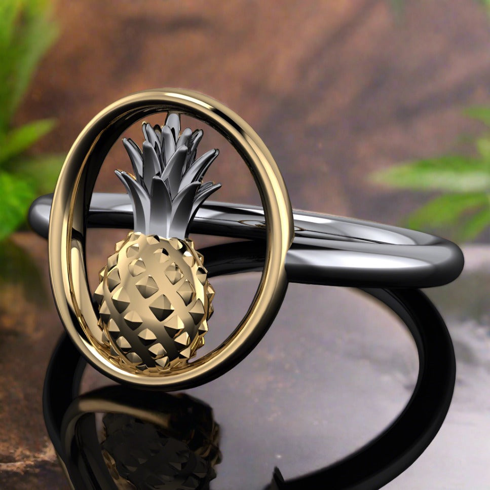 upside down pineapple ring - lifestyle jewelry, lifestyle swinger pineapples, gold swinger ring, lifestyle ring - J Hollywood Designs