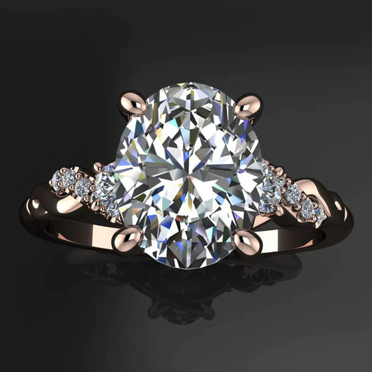 coco ring - 2 carat oval NEO moissanite engagement ring, vintage style engagement ring - J Hollywood Designs