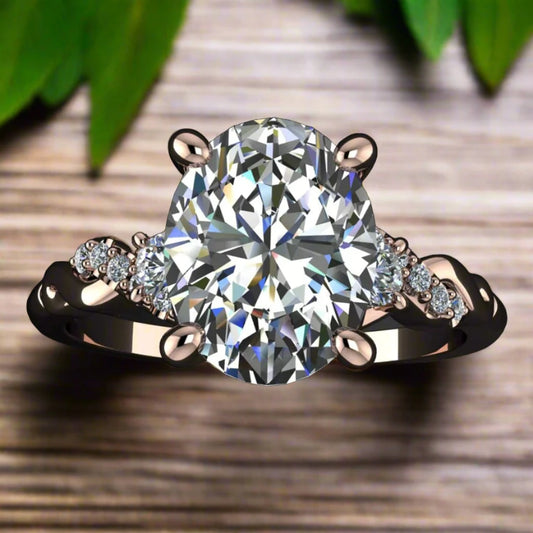 coco ring - 2 carat oval NEO moissanite engagement ring, vintage style engagement ring - J Hollywood Designs