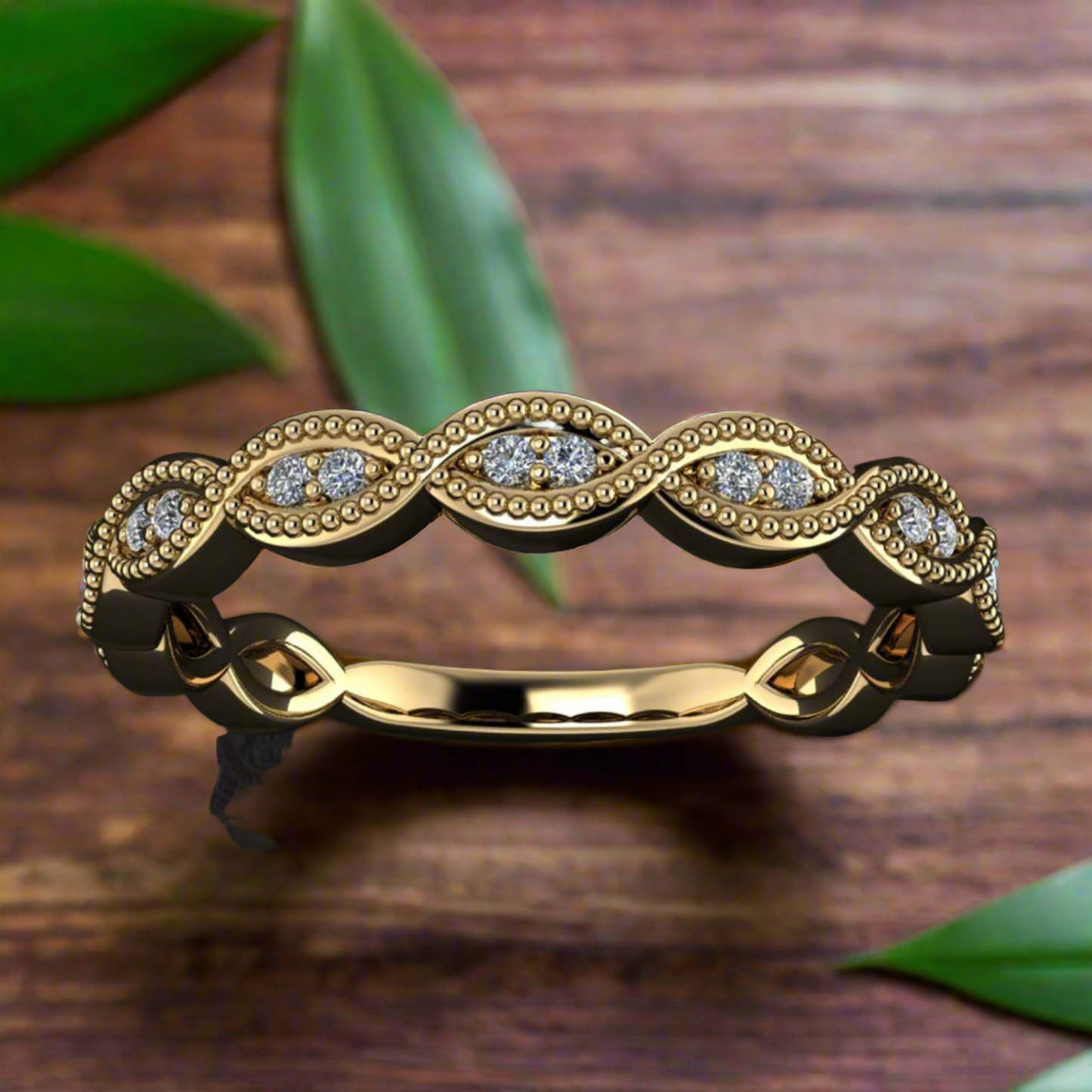 diamond stacking ring - vintage style diamond band - adeline ring - J Hollywood Designs