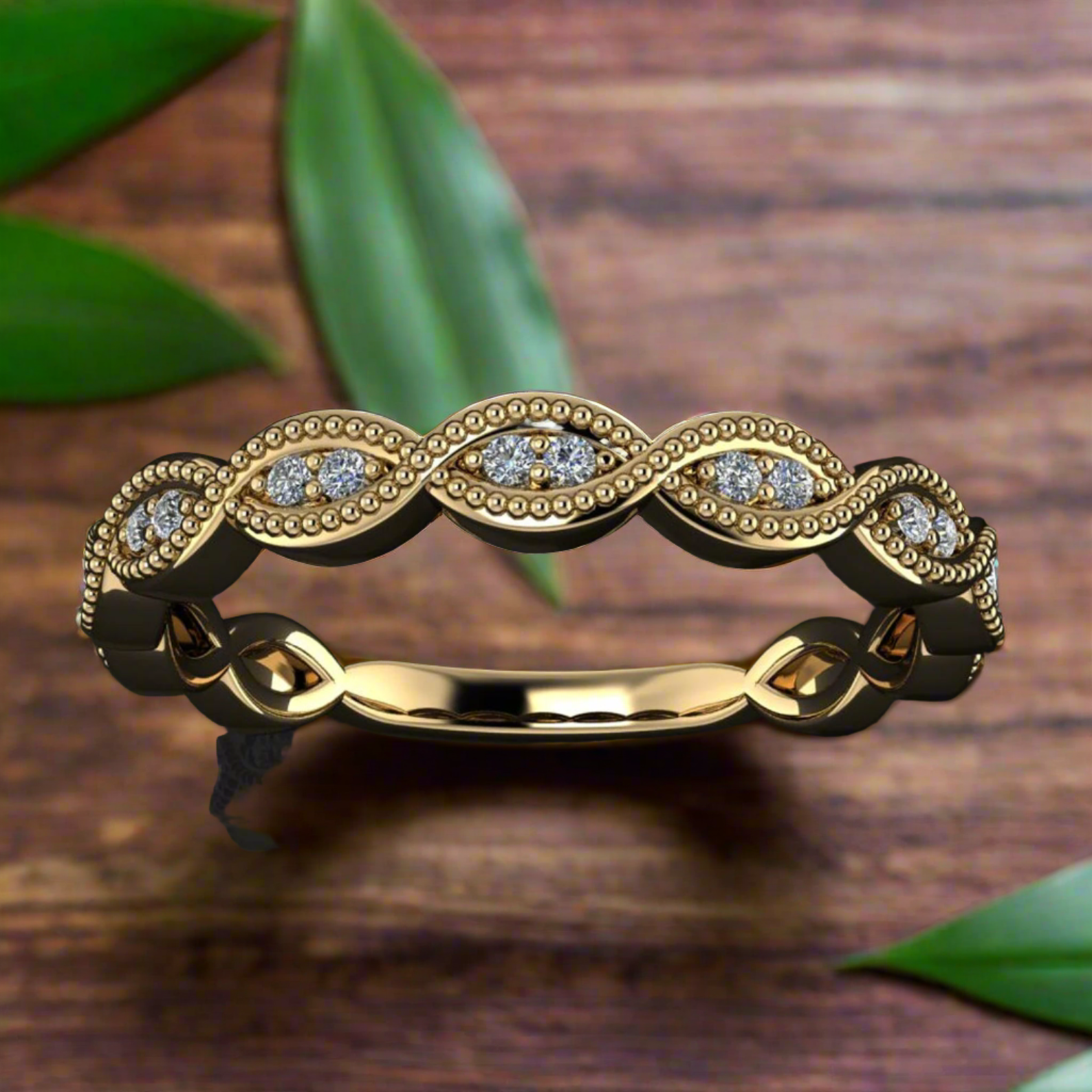diamond stacking ring - vintage style diamond band - adeline ring - J Hollywood Designs