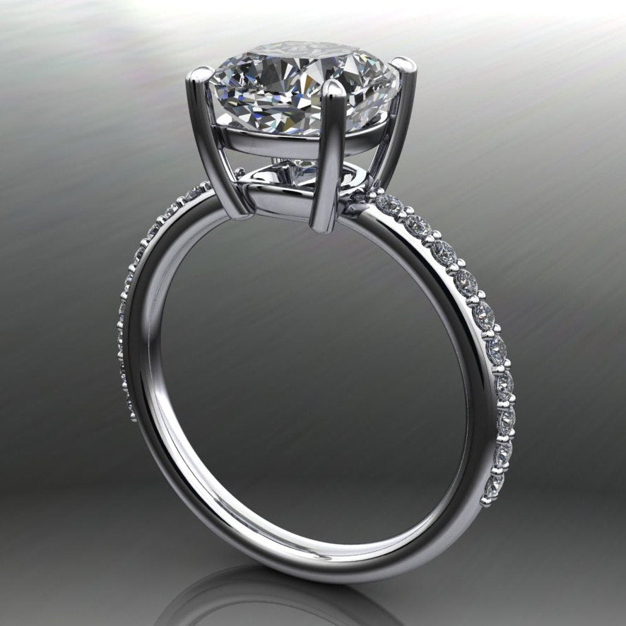 cushion cut lab grown diamond engagement ring - 2 carat diamond - eliza ring