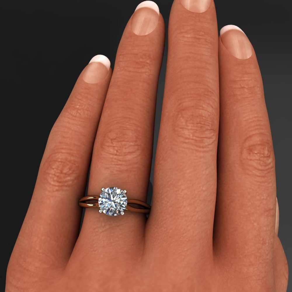 round lab grown diamond engagement ring, round diamond ring, solitaire engagement ring, gifts for her - victoria