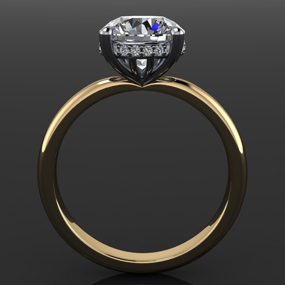 ryley ring - 2 carat round lab grown diamond engagement ring, diamond side halo