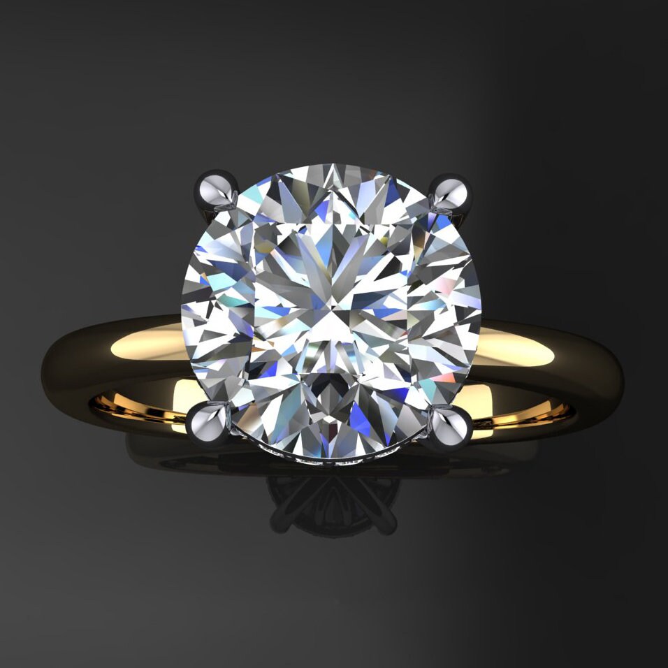 ryley ring - 2 carat round lab grown diamond engagement ring, diamond side halo