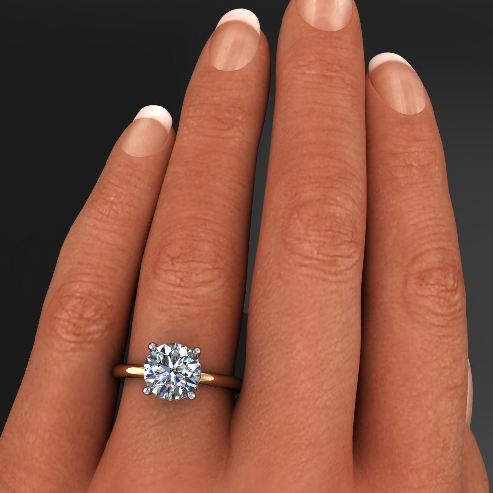 ryley ring - 2 carat round lab grown diamond engagement ring, diamond side halo
