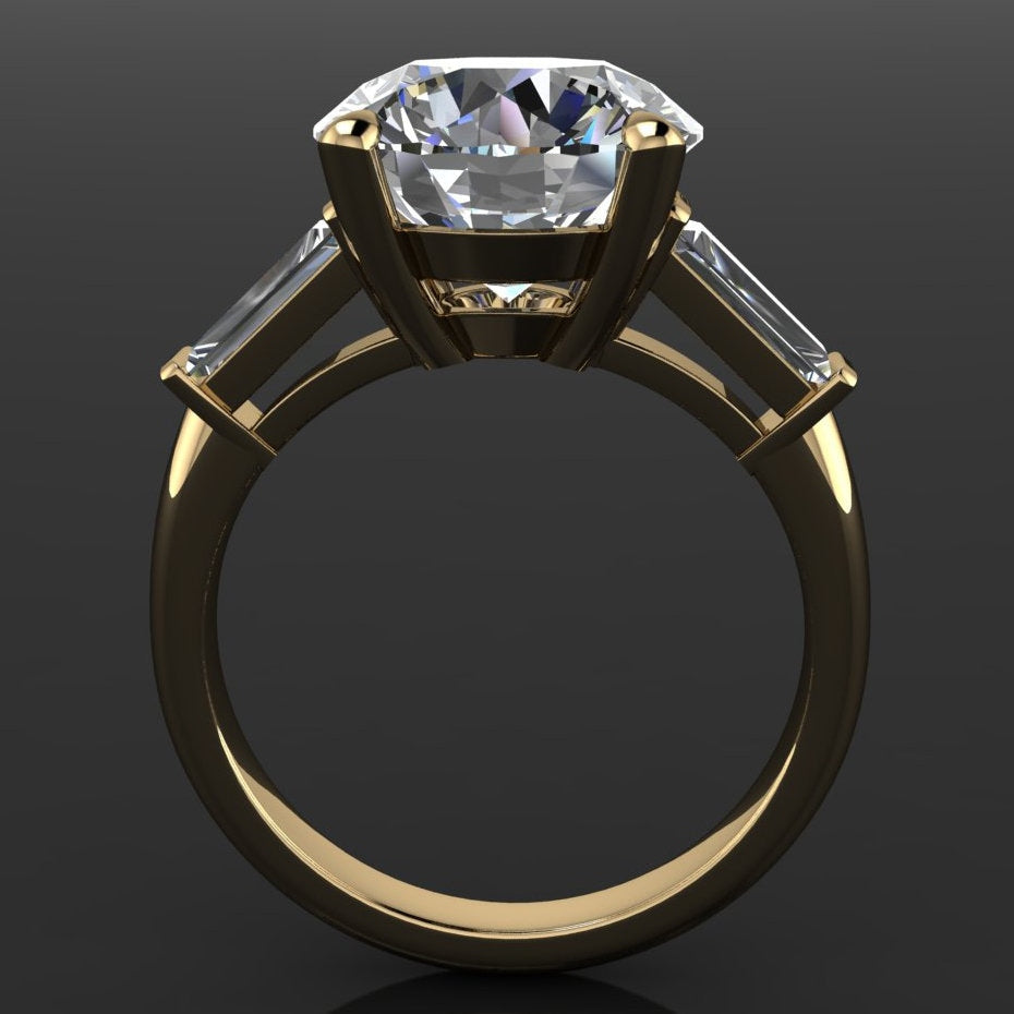 laurel ring – 4 carat moissanite engagement ring, available in lab grown diamond, three stone ring, past present future