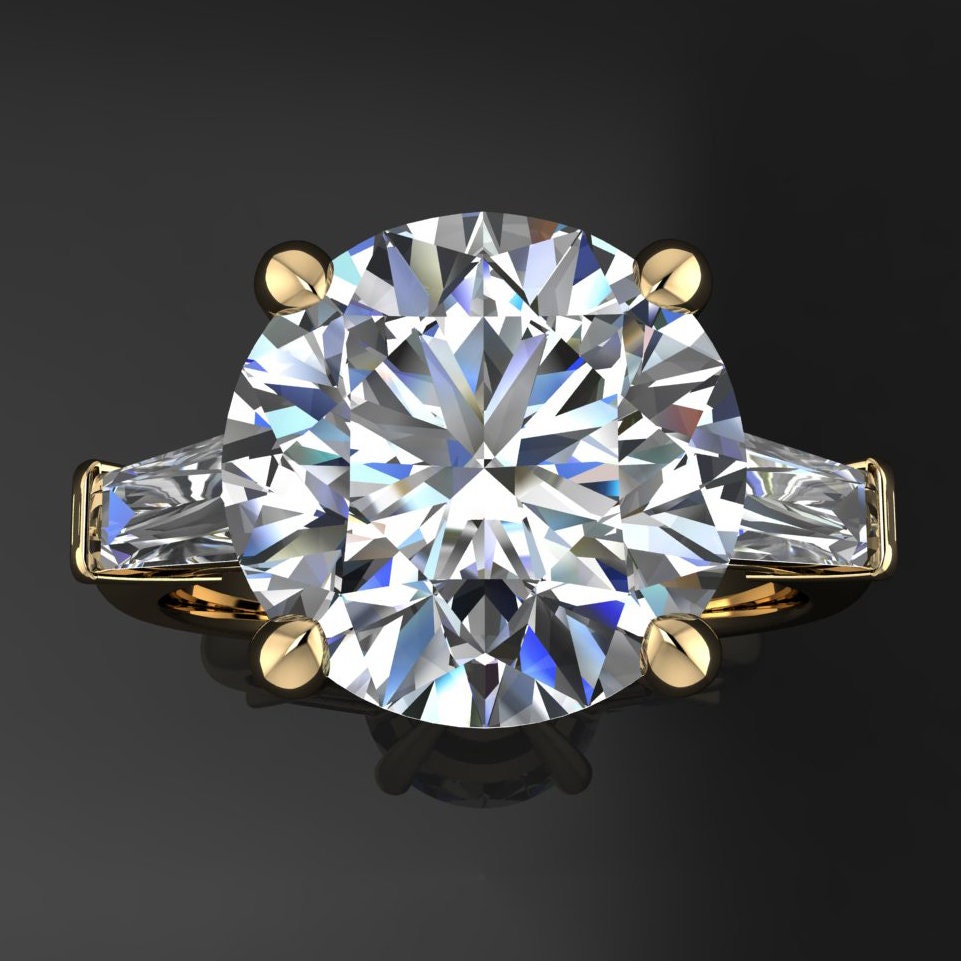 laurel ring – 4 carat moissanite engagement ring, available in lab grown diamond, three stone ring, past present future