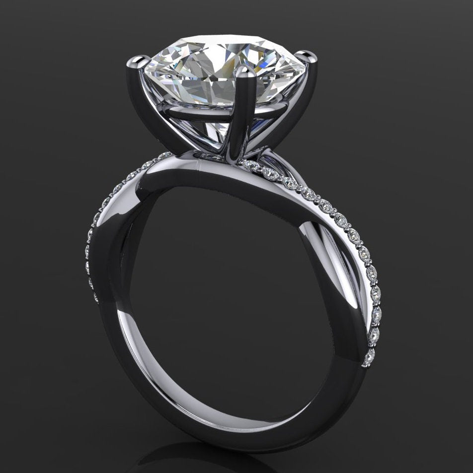 neri ring – 3 carat lab grown diamond engagement ring, round diamond ring