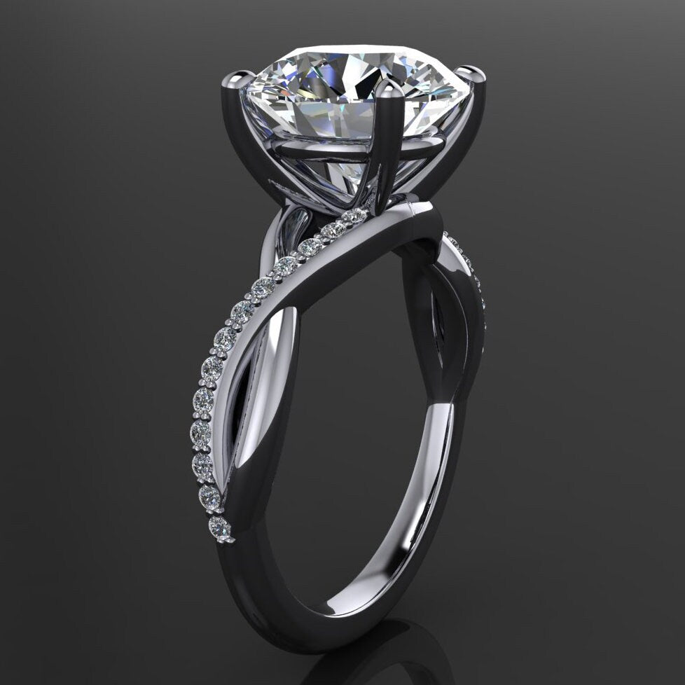 neri ring – 3 carat lab grown diamond engagement ring, round diamond ring