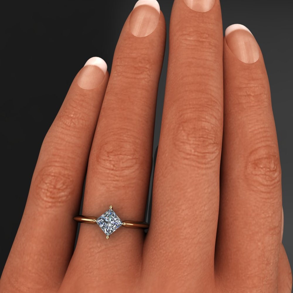 arden ring - princess cut lab grown diamond engagement ring, promise ring, kite set diamond ring, princess cut ring, north south east west