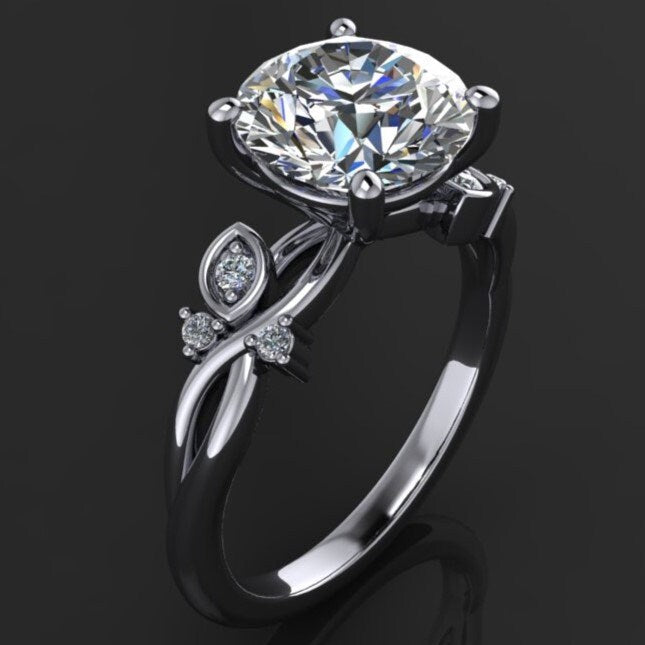 zinnia ring - 2.5 carat round lab grown diamond engagement ring