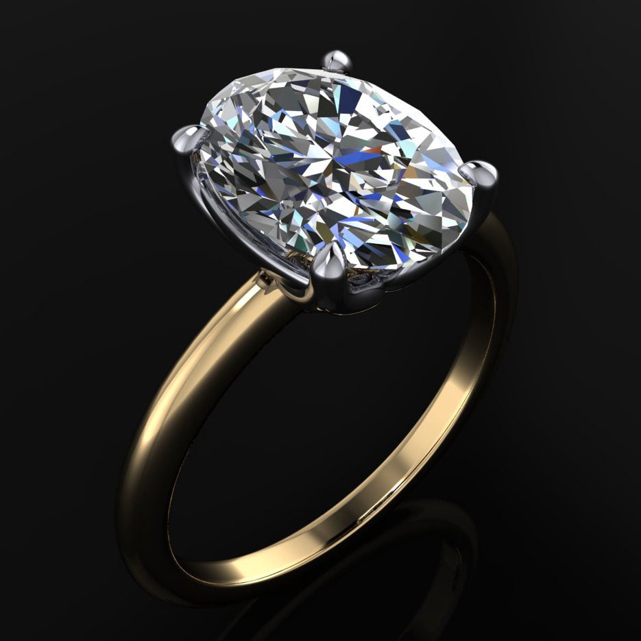 natalie ring - 3 carat oval lab grown diamond engagement ring - solitaire engagement ring