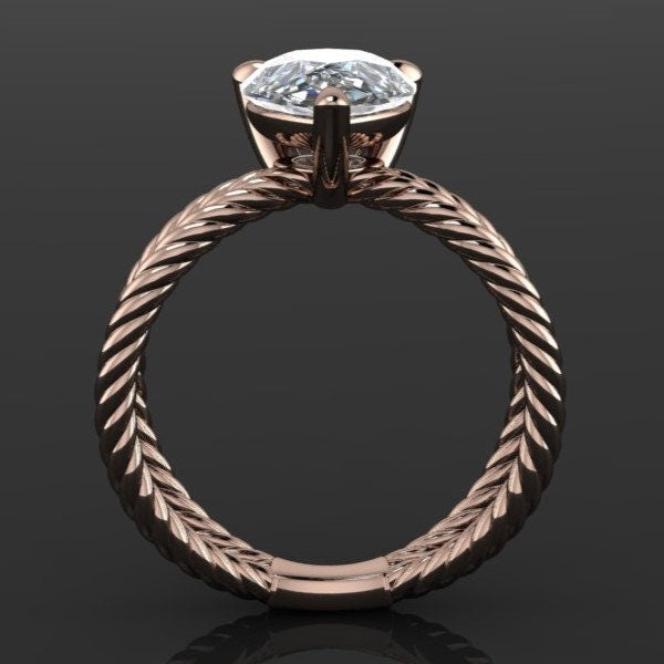 raven ring - 2.5 carat pear lab grown diamond engagement ring, G color, VS1 clarity