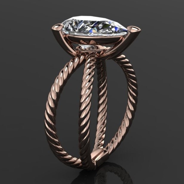 raven ring - 2.5 carat pear lab grown diamond engagement ring, G color, VS1 clarity