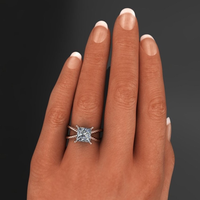 raven ring - 2 carat princess cut lab grown diamond engagement ring, G color, VS1 clarity