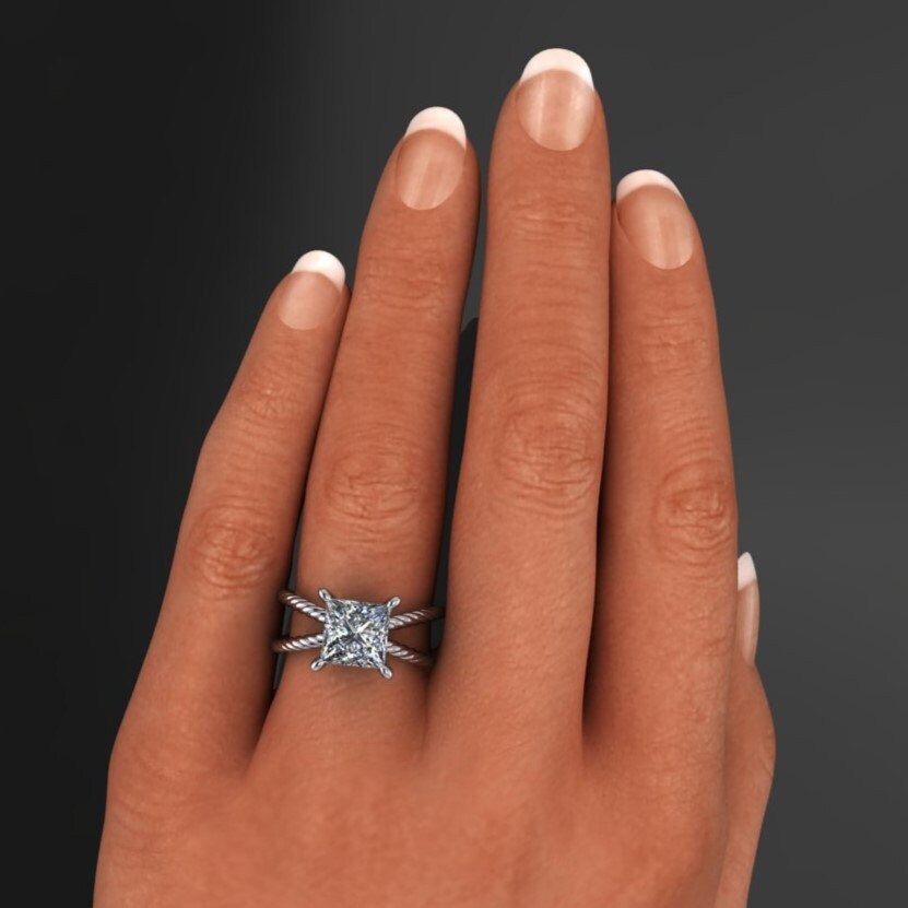 raven ring - 2 carat princess cut lab grown diamond engagement ring, G color, VS1 clarity