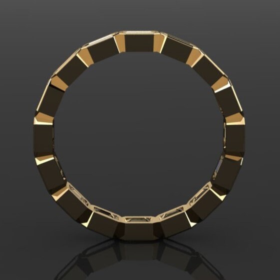 emerald cut lab grown diamond eternity band - bezel set, profile view