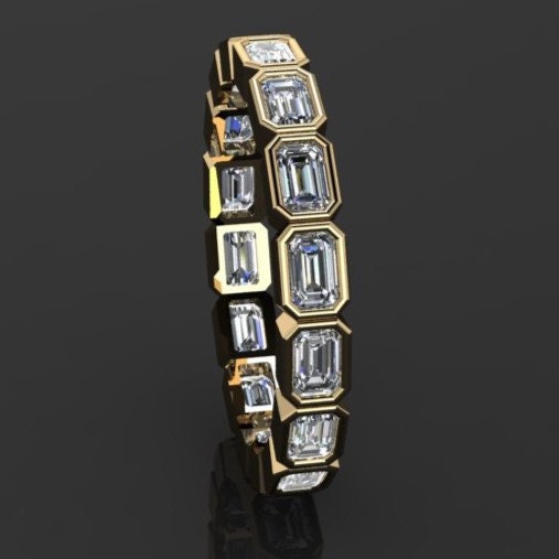 emerald cut lab grown diamond eternity band - bezel set, side