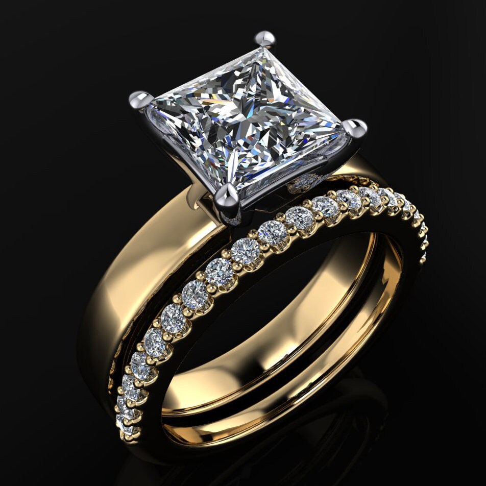 caroline ring – 2 carat lab grown diamond engagement ring, princess cut diamond, modern engagement, push present