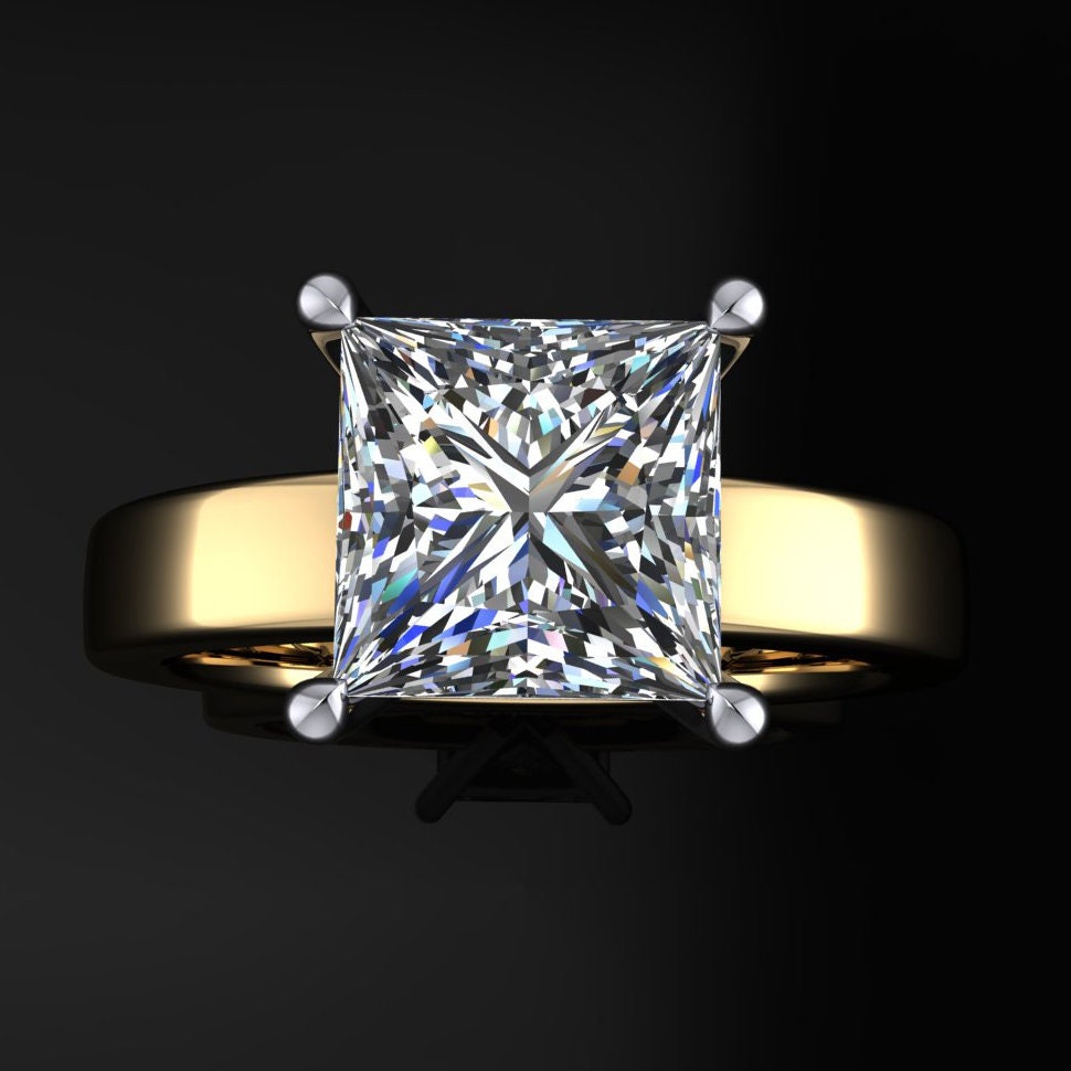 caroline ring – 2 carat lab grown diamond engagement ring, princess cut diamond, modern engagement, push present