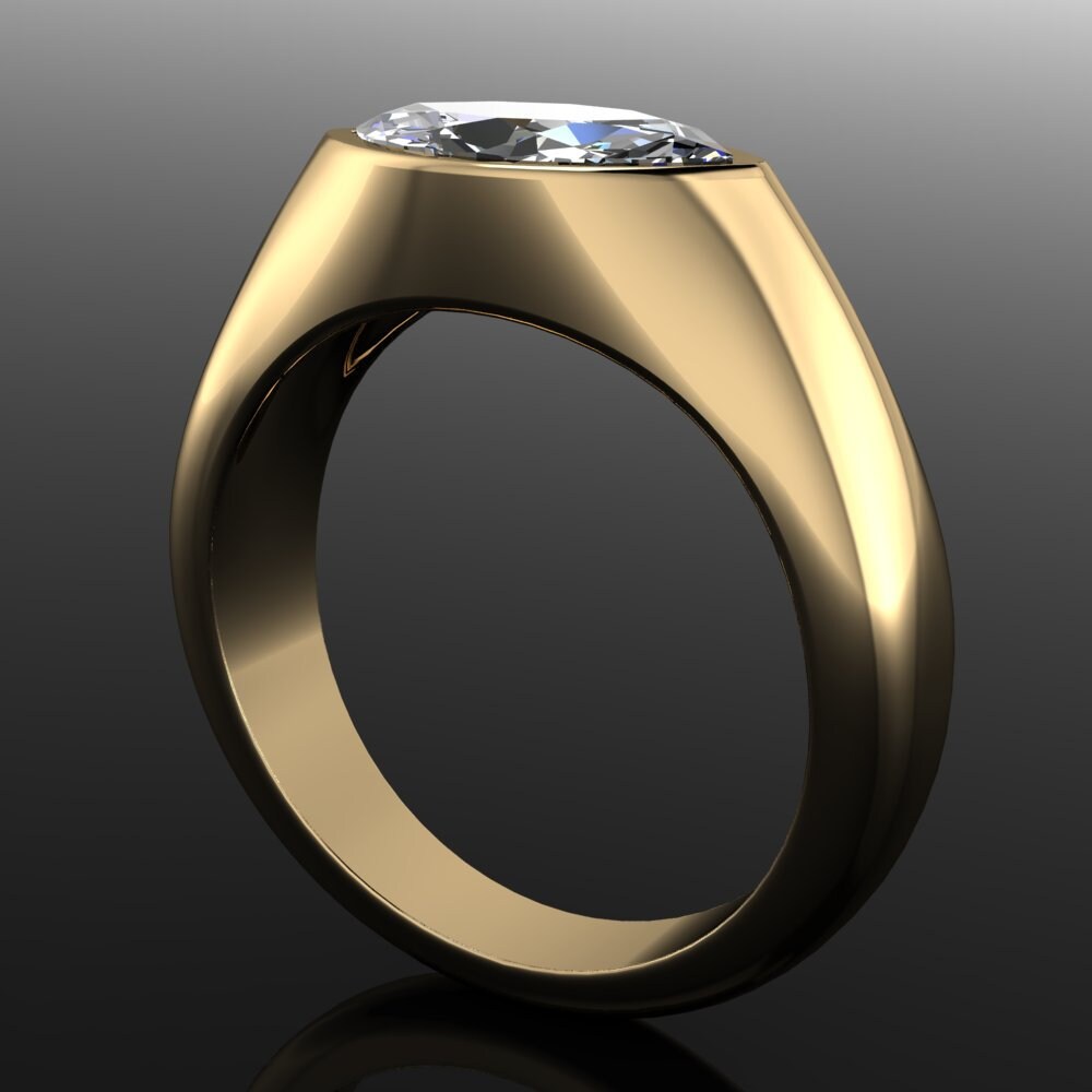 Dakota ring - yellow gold ring set with a 1.5 carat lab grown diamond marquise -side view