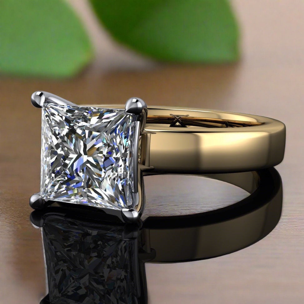 caroline ring – 2 carat lab grown diamond engagement ring, princess cut diamond, modern engagement, push present