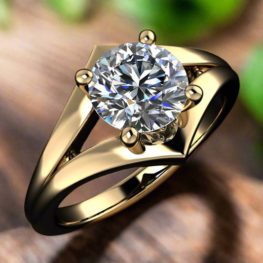 echo ring - 1 carat round moissanite engagement ring, moissanite ring, statement ring