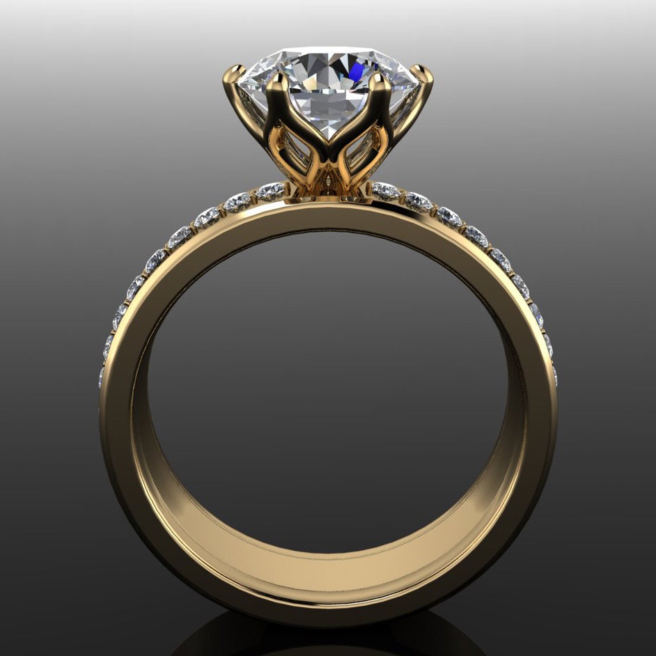 nova II ring - round lab grown diamond engagement ring - through finger view