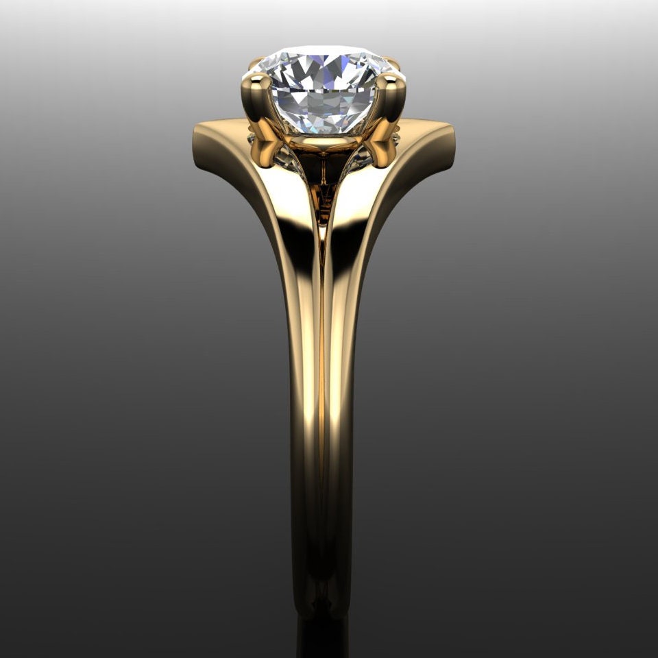 echo ring - 1 carat round moissanite engagement ring, moissanite ring, statement ring