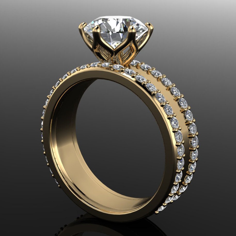 nova III ring - wide diamond engagement ring with diamonds in the band - side view