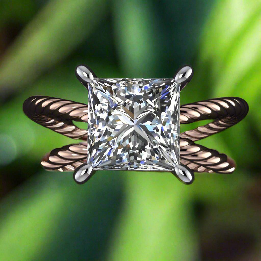 raven ring - 2 carat princess cut lab grown diamond engagement ring, G color, VS1 clarity