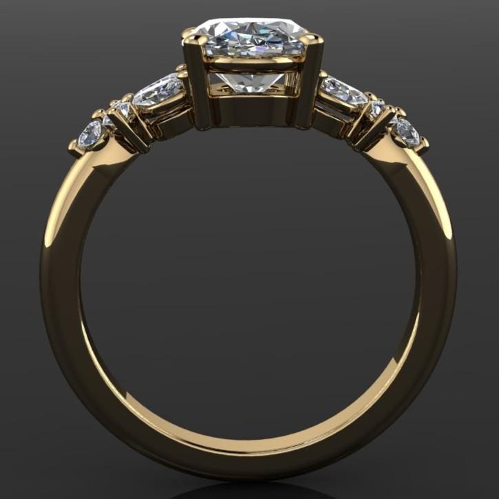 1.5 carat oval floral inspired moissanite engagement ring, profile file