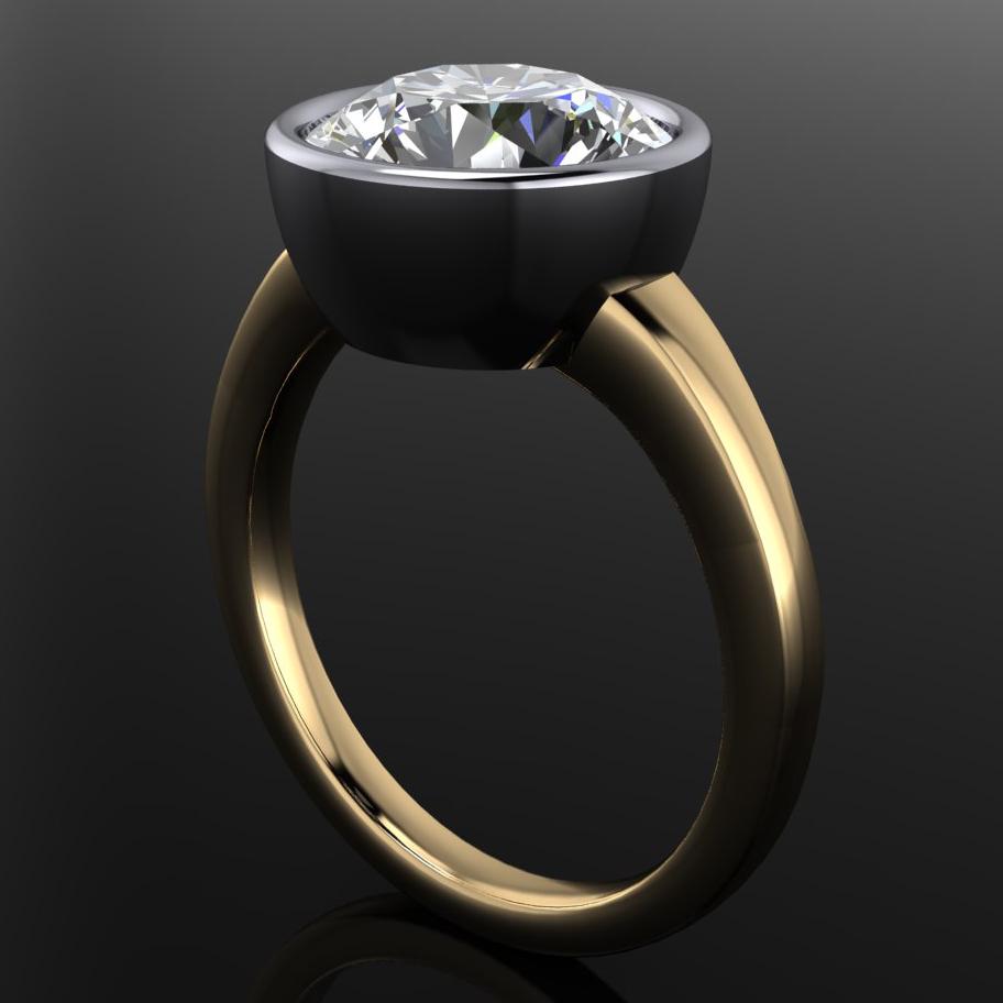 blake ring – 3 carat round diamond ring, lab diamond ring, 3 carat lab diamond ring, bezel set engagement ring