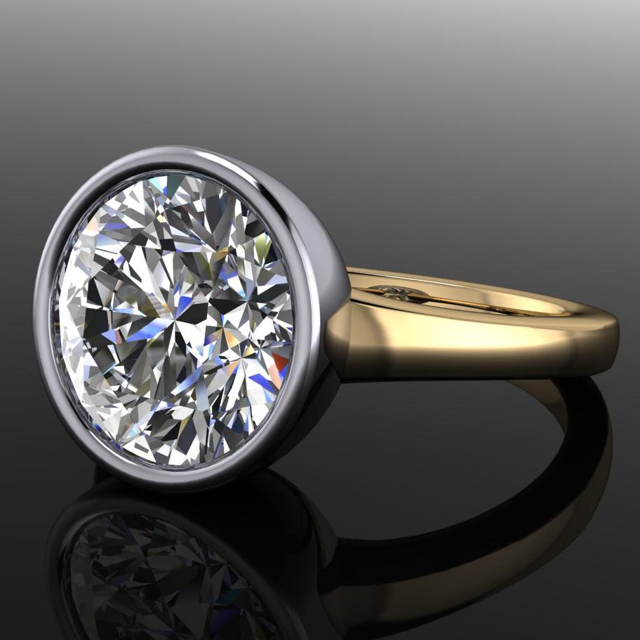 blake ring – 3 carat round diamond ring, lab diamond ring, 3 carat lab diamond ring, bezel set engagement ring