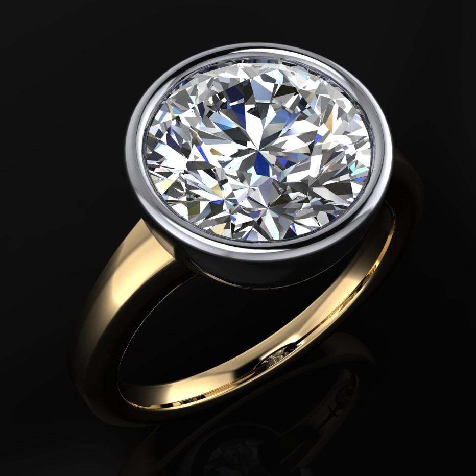 blake ring – 3 carat round diamond ring, lab diamond ring, 3 carat lab diamond ring, bezel set engagement ring