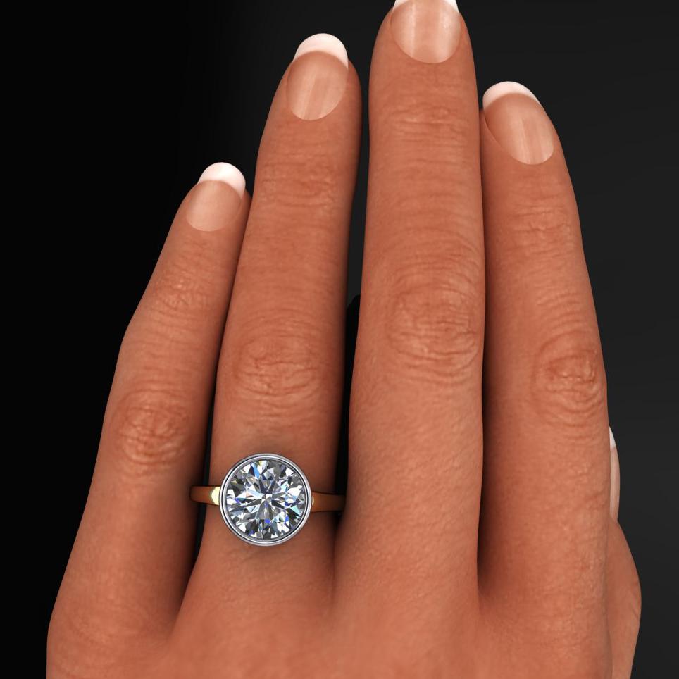 blake ring – 3 carat round diamond ring, lab diamond ring, 3 carat lab diamond ring, bezel set engagement ring
