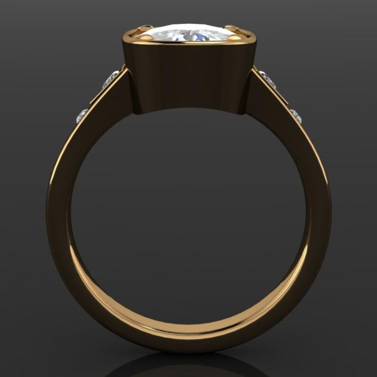 Taylor Swift inspired vintage engagement ring with a 6 carat antique cushion lab diamond, bezel set with petite claw prongs, Travis Kelce ring, Taylor Swift ring 2025 - through finger view