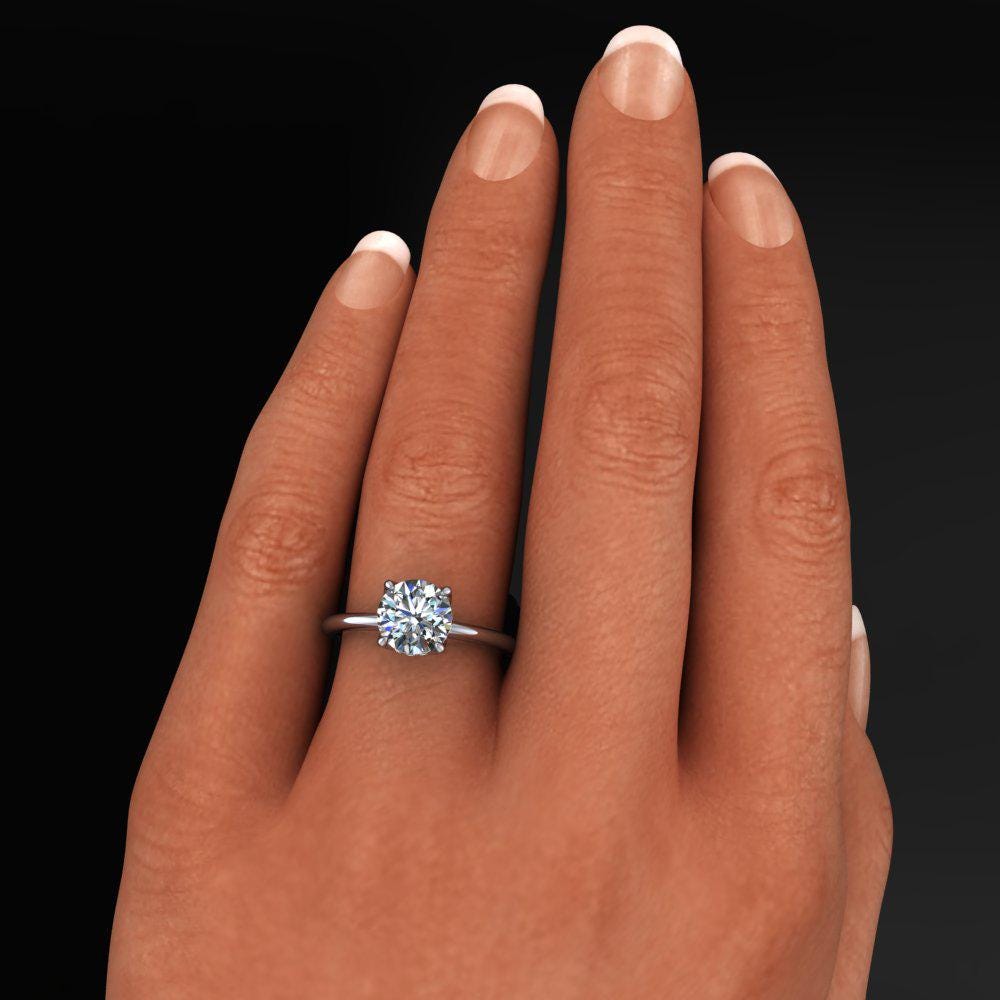 natalie ring - 1.25 carat round lab grown diamond engagement ring, diamond side halo