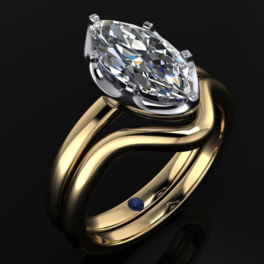 indigo ring - 2 carat marquise lab created diamond ring