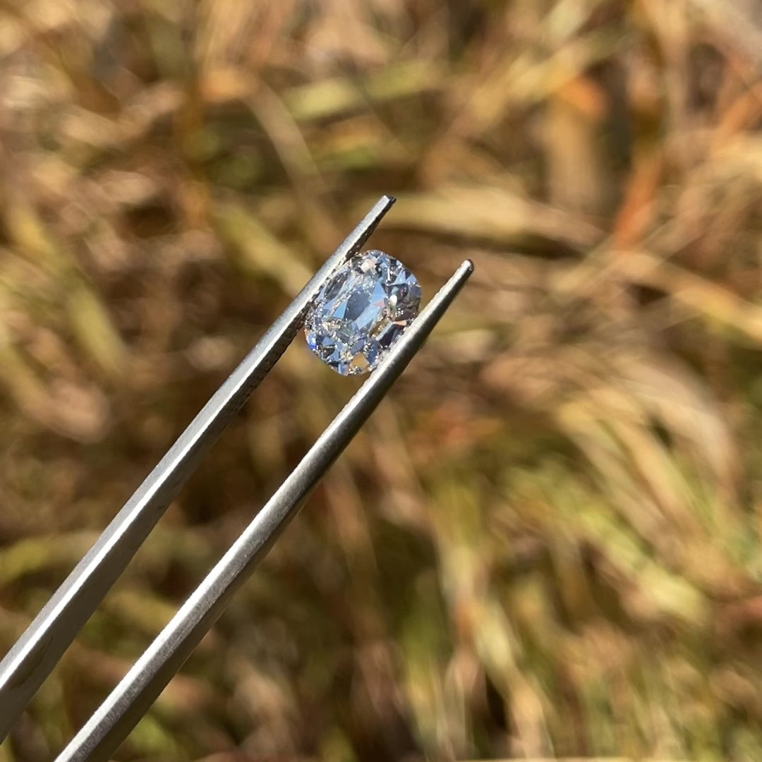 Video of an antique cushion lab created diamond
