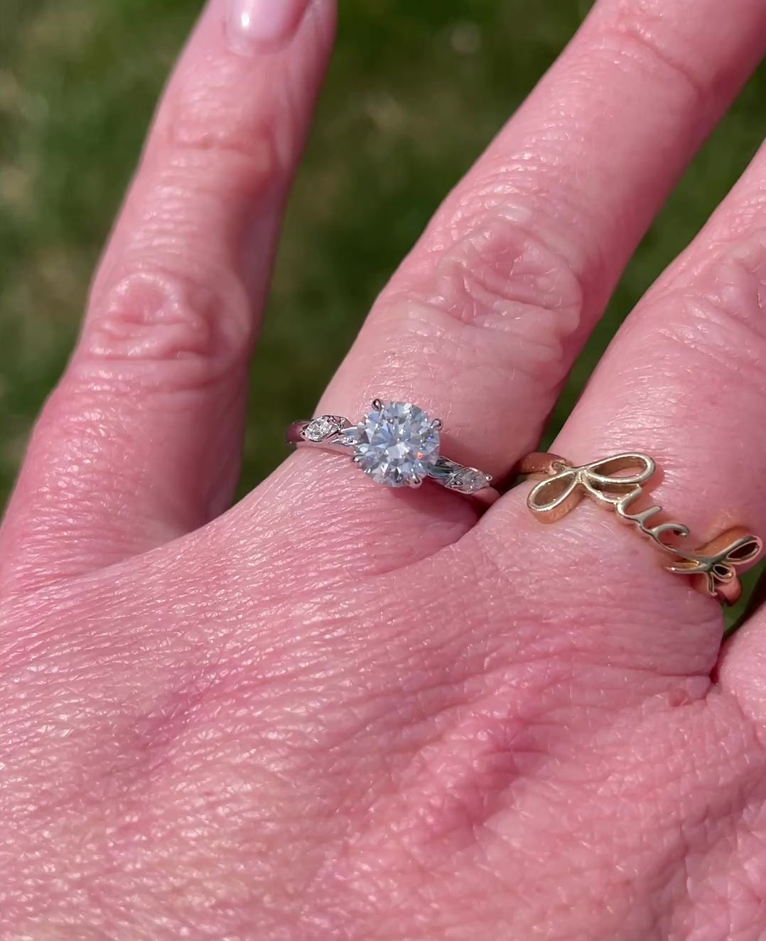 1 carat round moissanite engagement ring, ZAYA moissanite leaf ring, secret garden ring, nature inspired -video