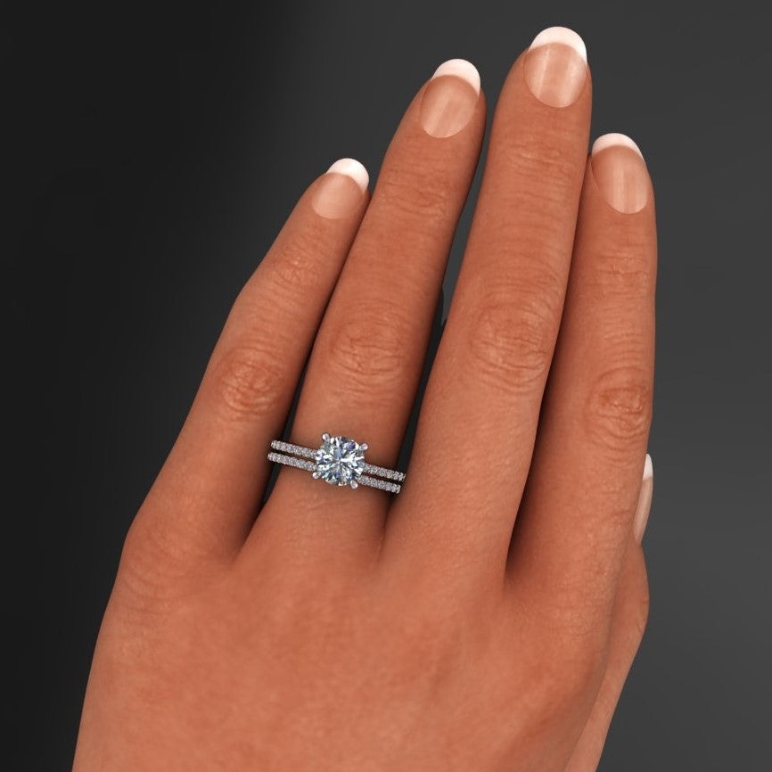 shay wedding band - moissanite wedding ring, stacking ring - J Hollywood Designs